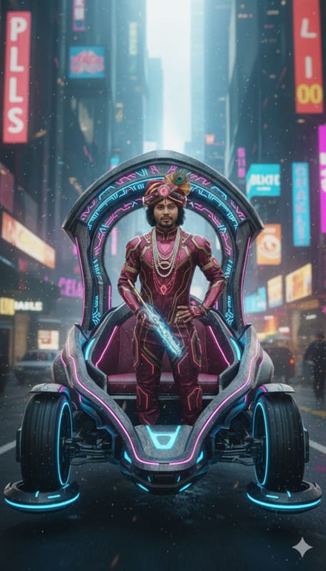 Cyberpunk Lord Krishna Portrait thumbnail 2