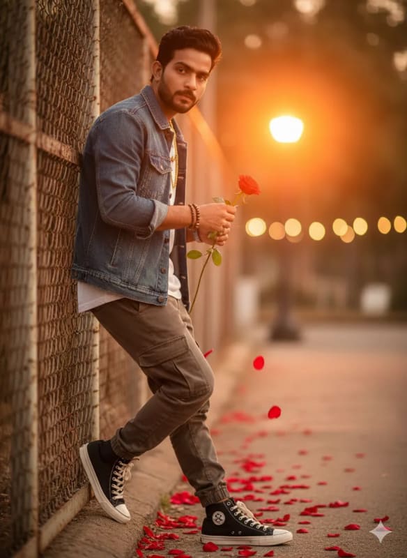 Stylish Man with Rose in Urban Setting: AI Art Prompt thumbnail 2