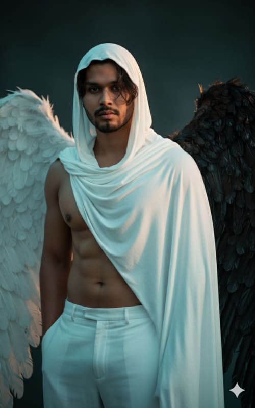 Hyper-Realistic Angel Fallen Portrait with Preserved Face - view 1