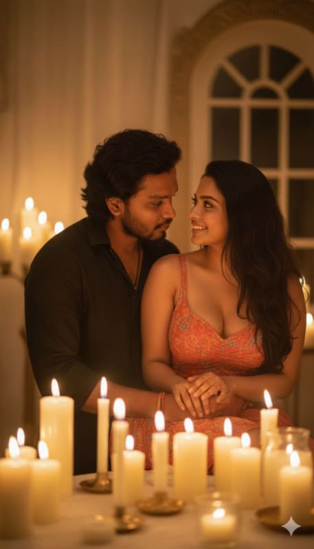 Romantic Indian Couple by Candlelight thumbnail 2
