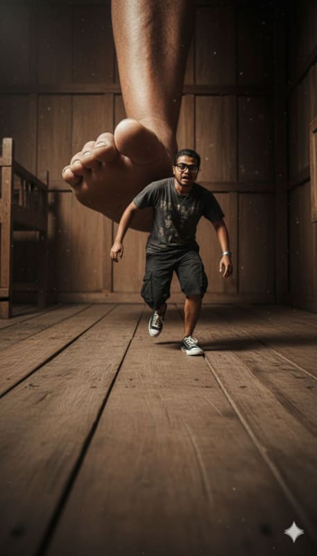 Ant-Sized Man Fleeing Giant Foot thumbnail 2