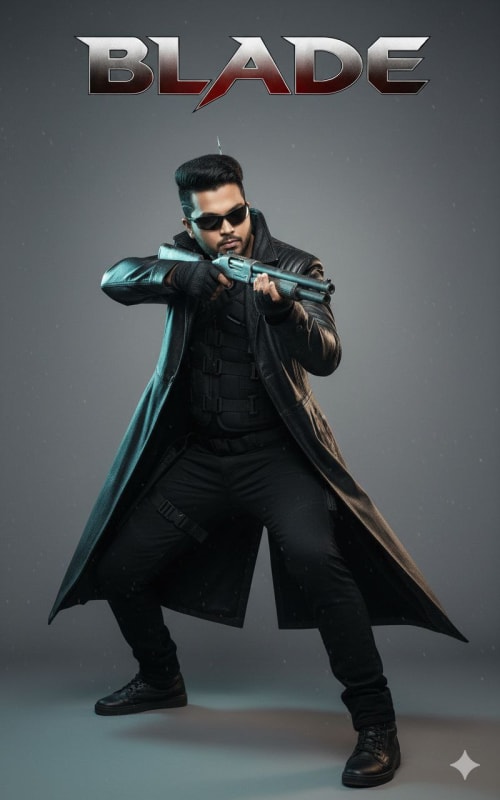 Blade Movie Poster Portrait with Realistic Character thumbnail 2