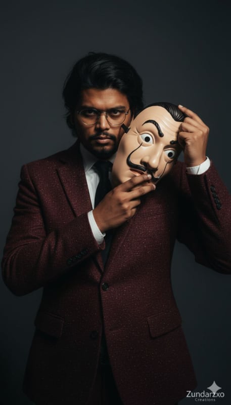 Cinematic Money Heist Portrait with Dali Mask thumbnail 3