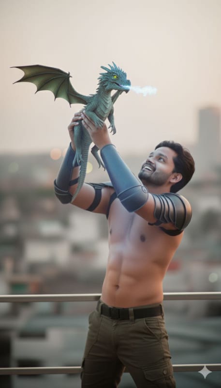 Tactical Warrior with Baby Dragon - view 1