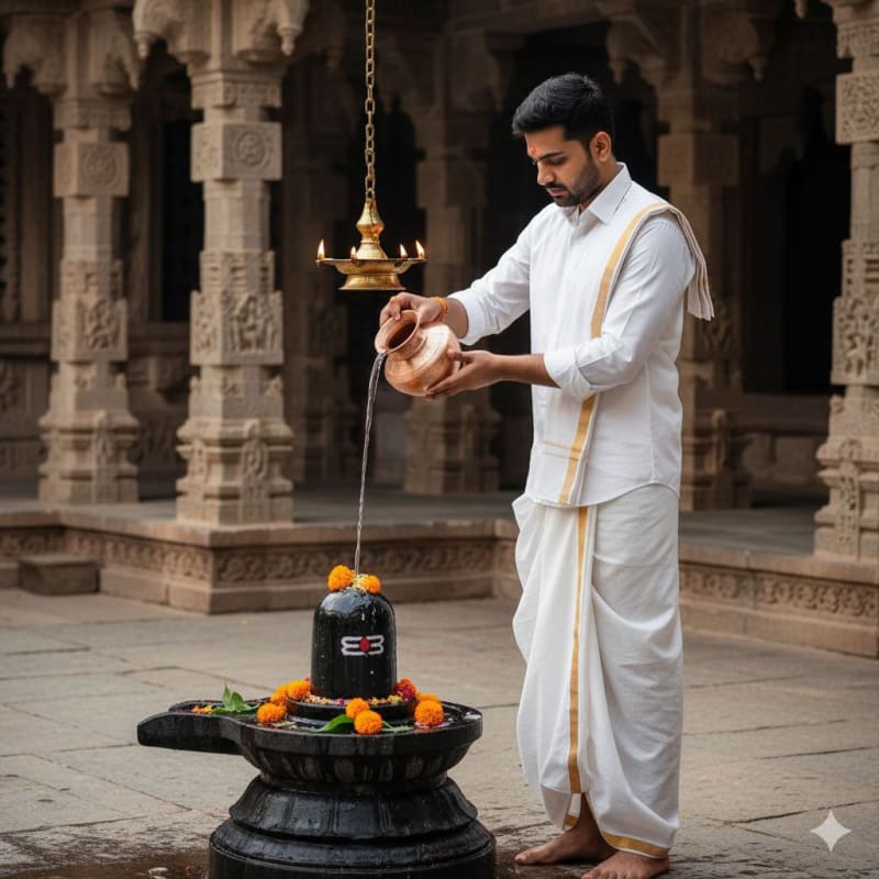 Traditional Hindu Shiva Lingam Ritual - view 1