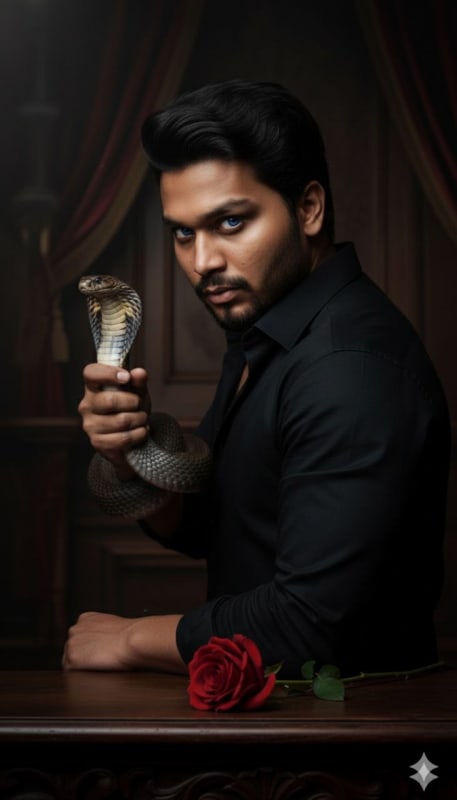 Gothic Man with Cobra & Rose Portrait thumbnail 2