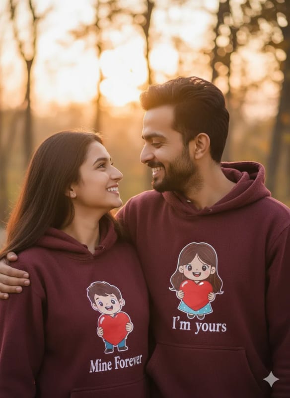 Matching Hoodie Couple Portrait: AI Generated Image thumbnail 2