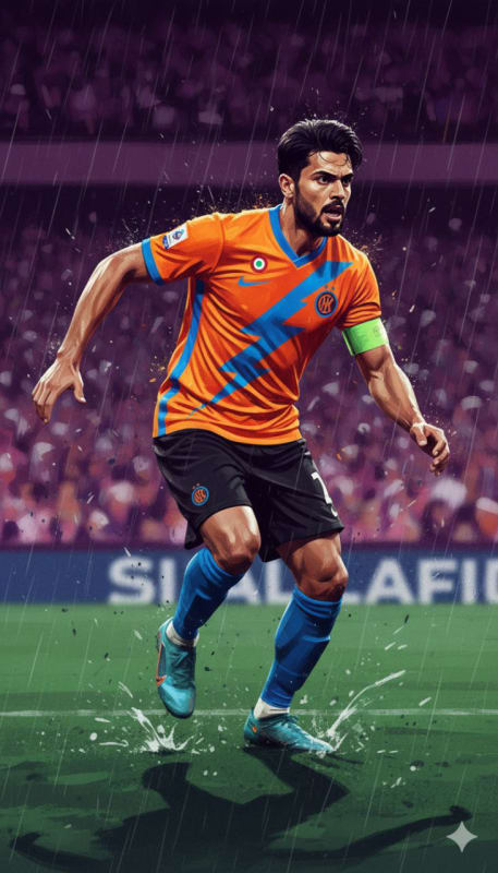 Dynamic Footballer Digital Painting thumbnail 2