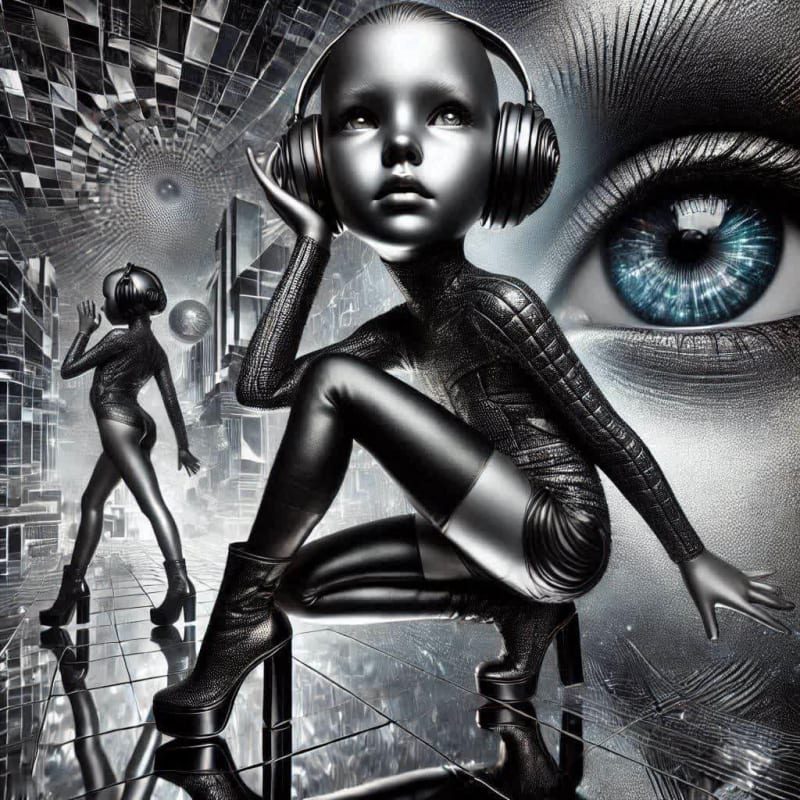Futuristic Fashion Model in Cyberpunk City: AI Art Prompt thumbnail 5