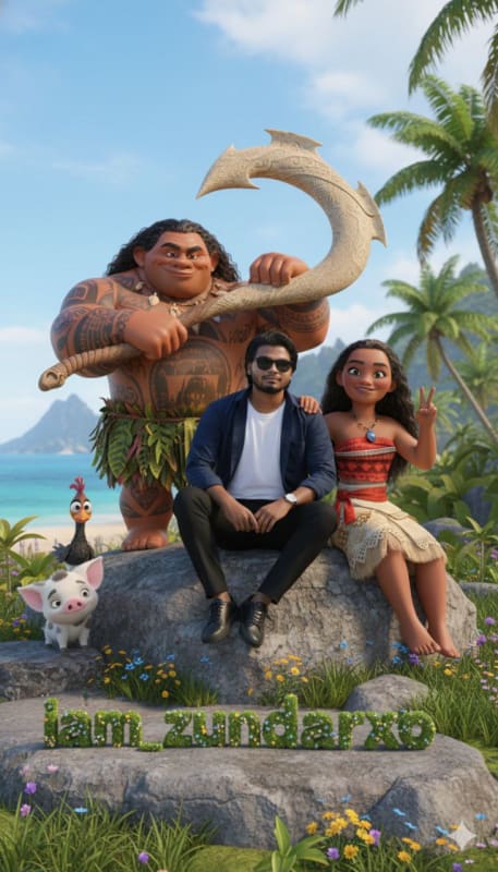 Realistic Moana & Maui Group Photo - view 1