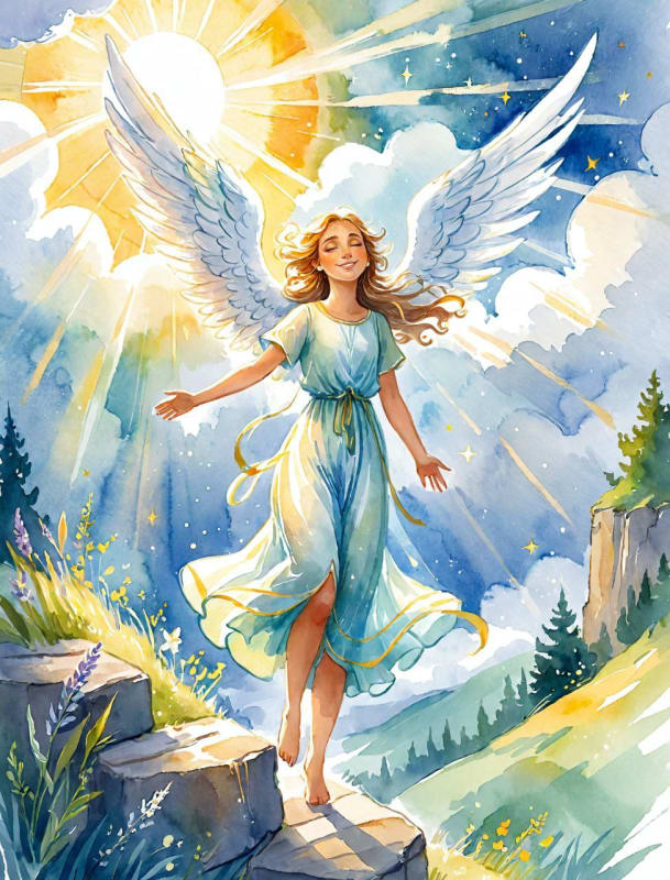 Celestial Angel with Shimmering Wings AI Art Prompt thumbnail 3