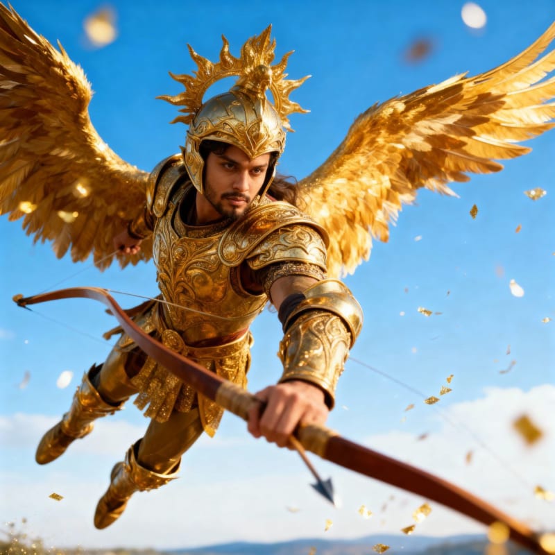 Helios Cosplay: Titan of the Sun in Golden Armor thumbnail 2
