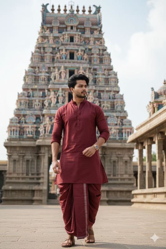 South Indian Man in Traditional Attire AI Portrait - view 1