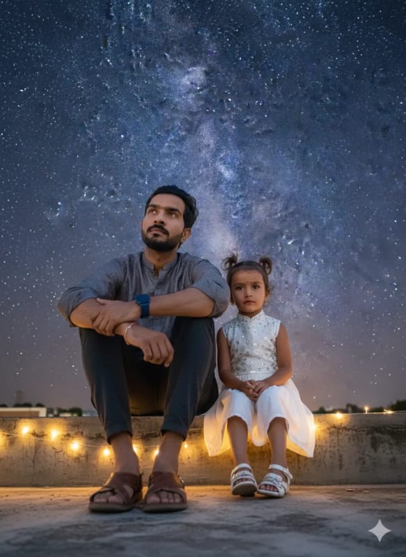Dreamy Rooftop Stargazing: A Night Scene Prompt - view 1