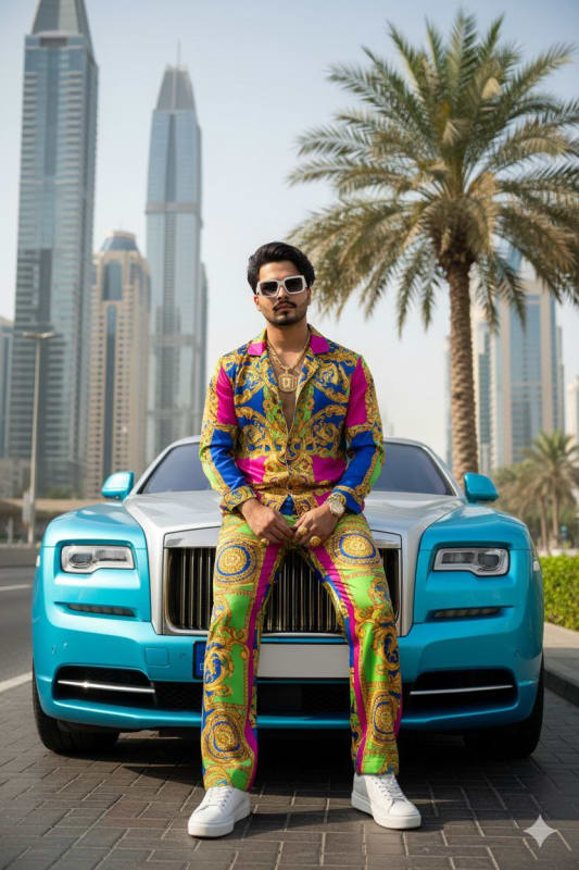 Luxury Lifestyle Portrait: Man in Dubai with Rolls-Royce - view 1