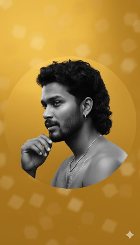 Monochrome Pop Art Portrait with Mullet and Bokeh thumbnail 2