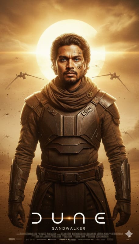 Epic Sci-Fi Desert Warrior Cinematic Poster - view 1