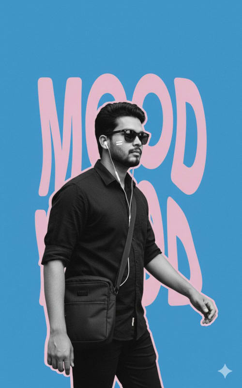 Vibrant Pop Editorial Portrait of South Asian Man thumbnail 2
