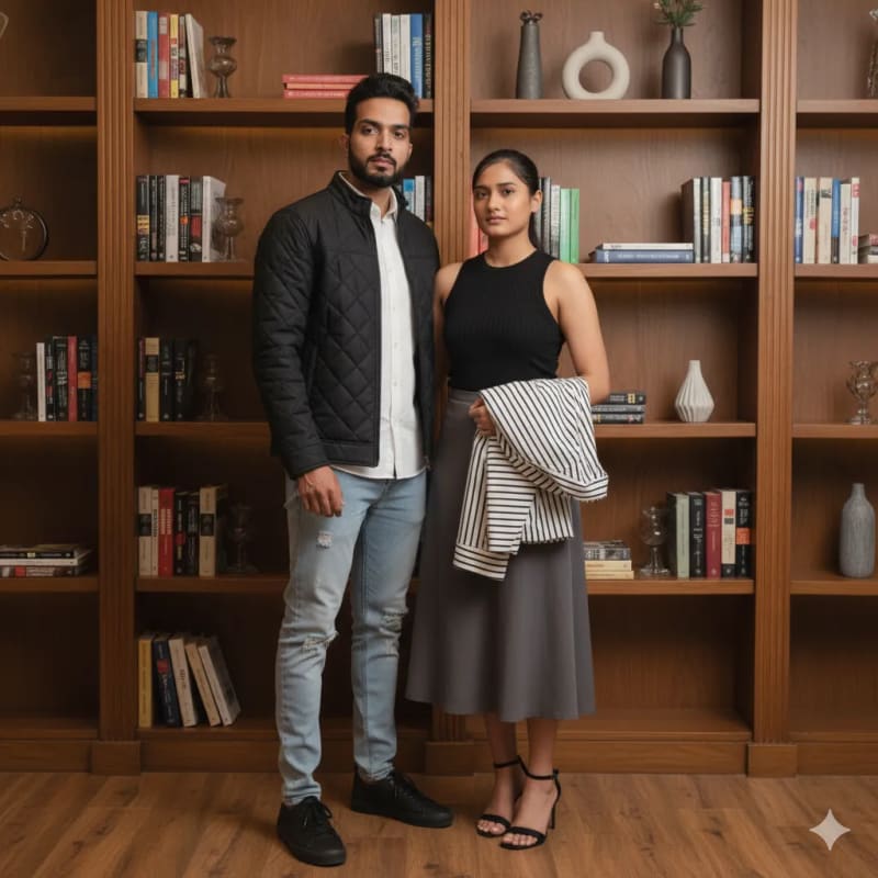 Stylish Couple Posing in Modern Interior: AI Art Prompt thumbnail 2