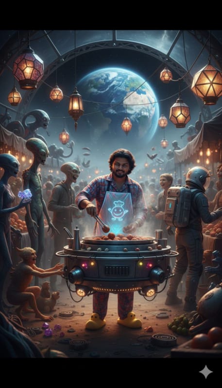 Surreal Lunar Meatball Vendor - view 1