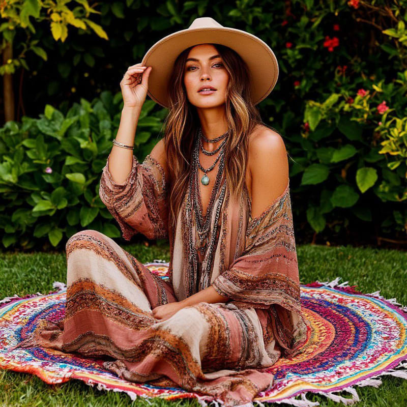 Boho Chic Woman in Garden: Fashion & Editorial Photography thumbnail 3