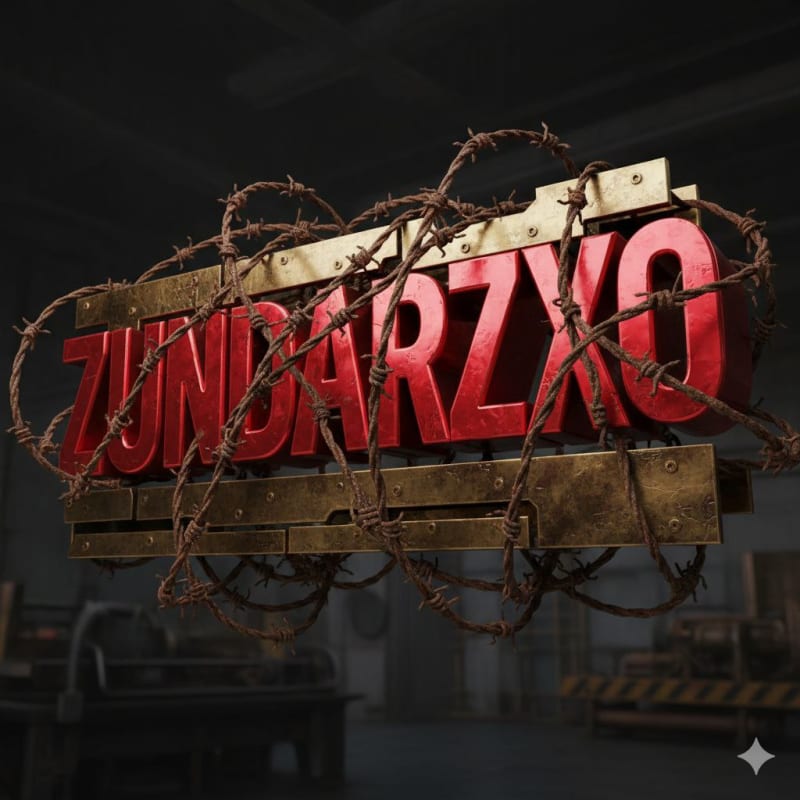 3D Gold Typography with Barbed Wire - view 1