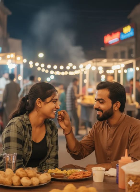 Romantic Street Food Moment: A Nighttime Delight thumbnail 2