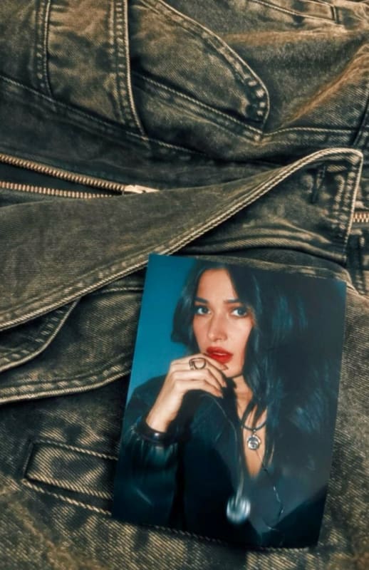 Portrait Print on Indigo Denim - view 1