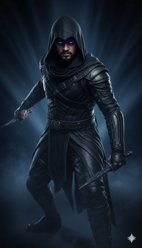 Shadow Assassin: Glowing Violet Eyes Portrait thumbnail 2