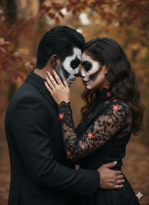 Gothic Día de los Muertos Couple Portrait Photography thumbnail 4