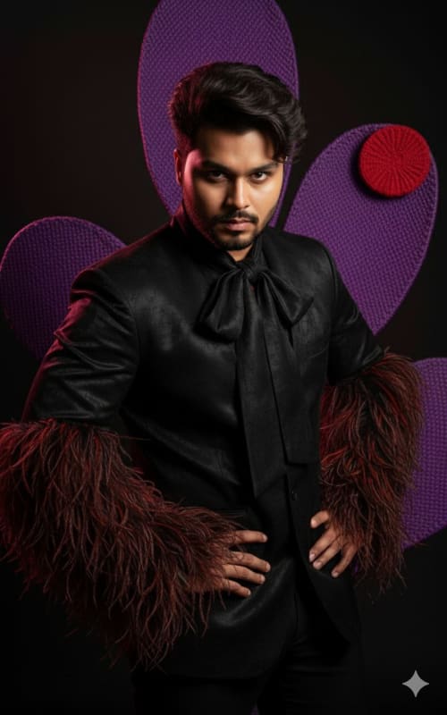 High Fashion Portrait with Feathered Cuffs thumbnail 3