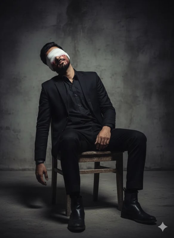 Eerie Blindfolded Portrait: Cinematic Dark Fantasy - view 1