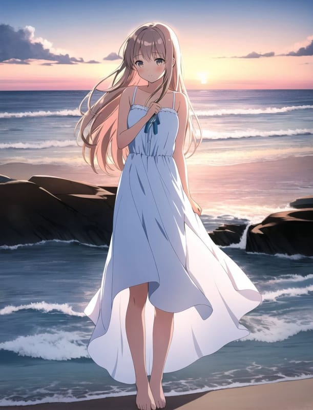 Sunset Beach Serenity: A Romantic Seaside Portrait thumbnail 3