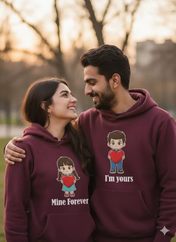 Matching Hoodie Couple Portrait: AI Generated Image - view 1