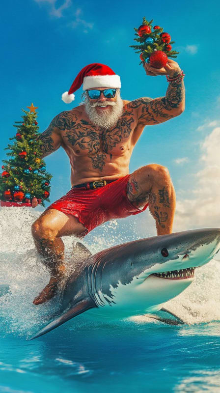 Muscular Santa Claus Rides Shark: Christmas in the Caribbean thumbnail 2