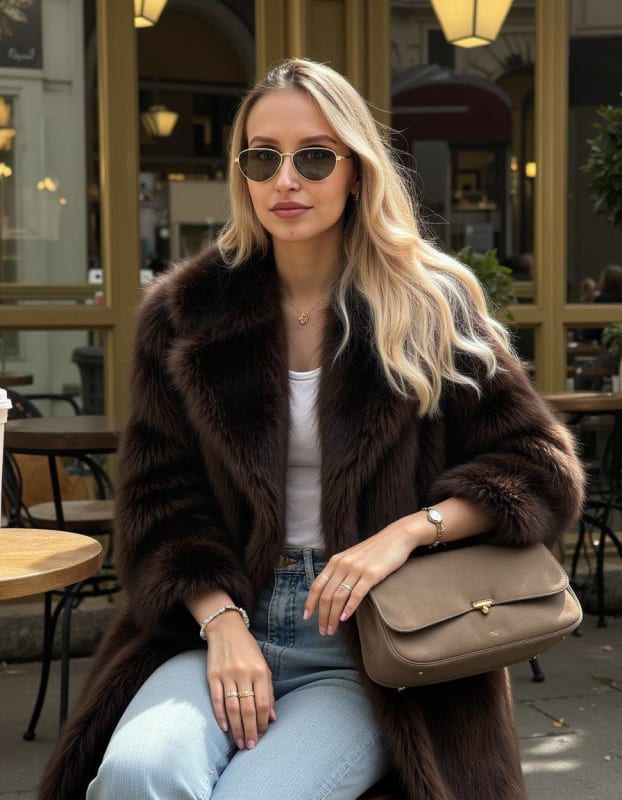 Luxury Parisian Fashion Editorial: Platinum Blonde in Fur Coat - view 1