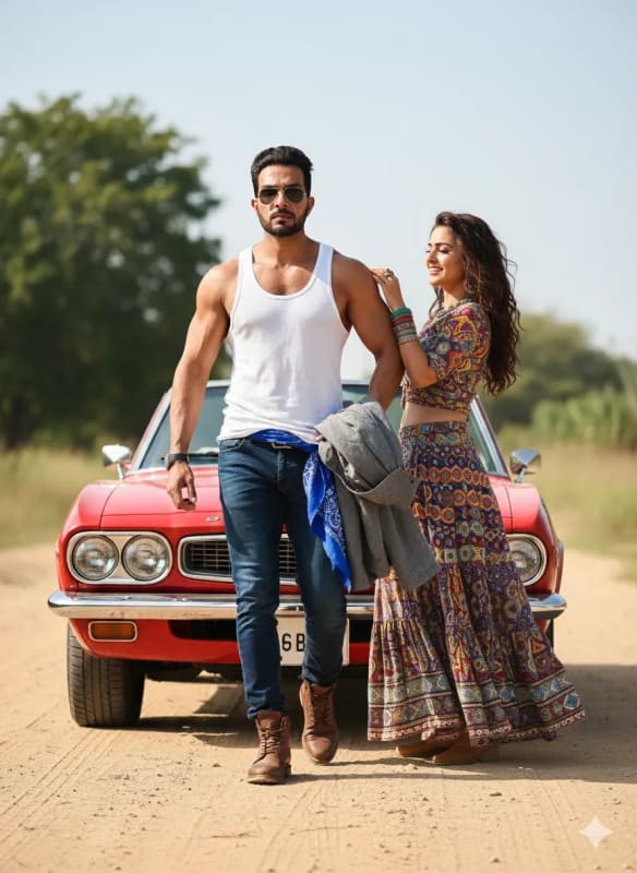 Bohemian Fashion Couple Aesthetic: Cinematic Outdoor Style - view 1