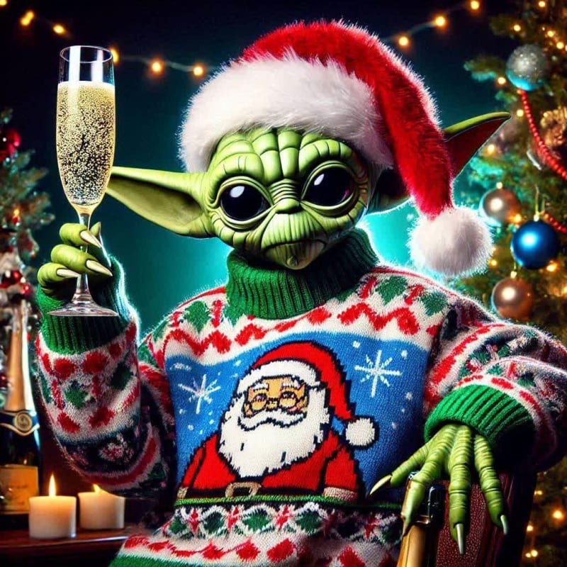 Alien Yoda Christmas Sweater Portrait thumbnail 2