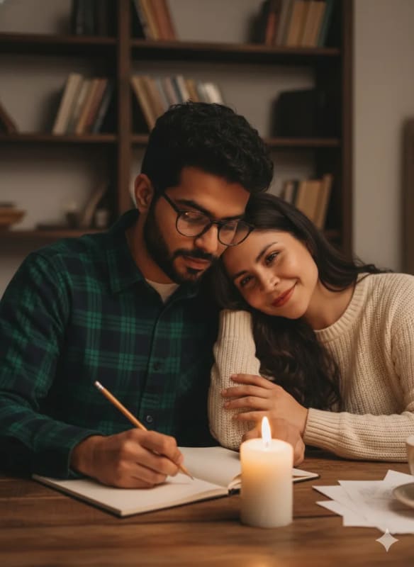 Romantic Candlelit Dinner Illustration Prompt thumbnail 2