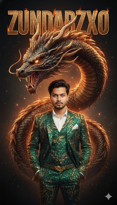 Dragon Portrait with Embossed Text: AI Photo Transformation - view 1