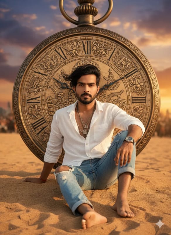 Barefoot Warrior: Mahabharat Sunset Portrait thumbnail 2