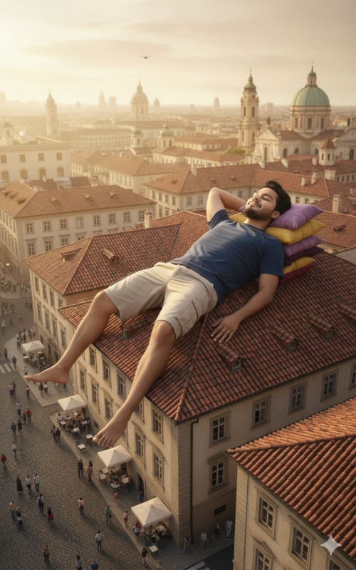 Photorealistic Giant on City Bridge: AI Prompt - view 1