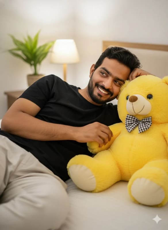 Cozy Portrait of a Man with a Teddy Bear - view 1