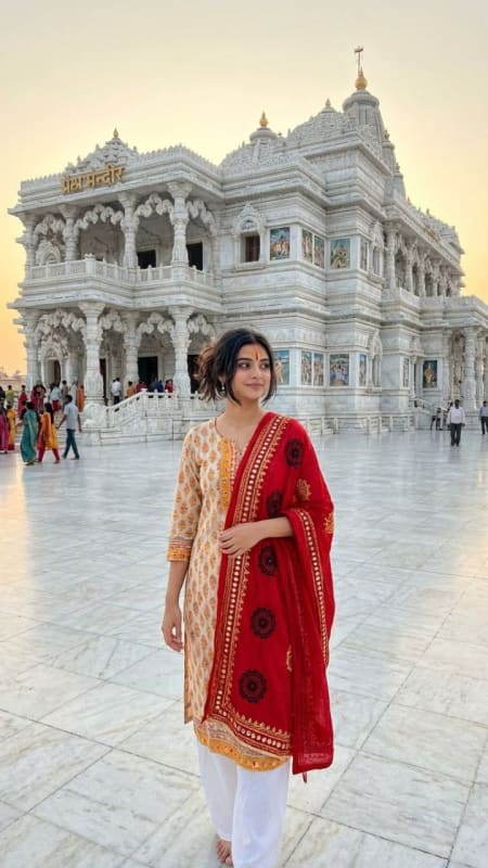 Realistic Prem Mandir Devotee Portrait - view 1