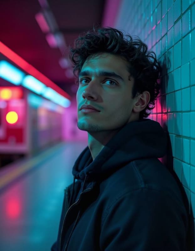 Neon Subway Portrait: Cinematic AI Art Prompt thumbnail 2