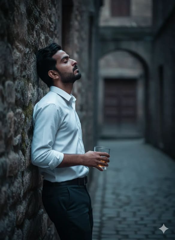 Contemplative Evening in an Alley: Cinematic Portrait thumbnail 2