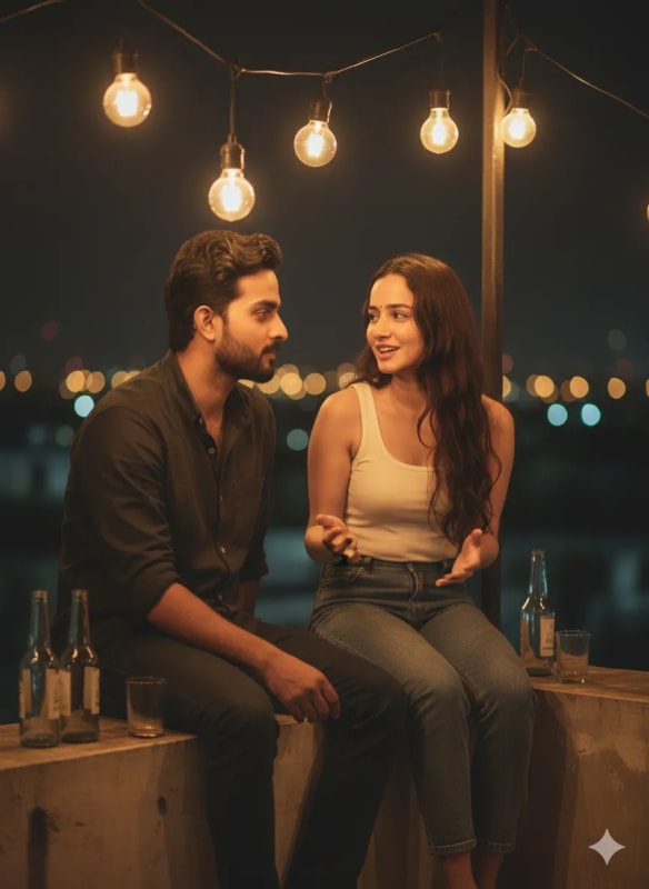Romantic Rooftop Scene at Night: Cinematic AI Prompt thumbnail 2
