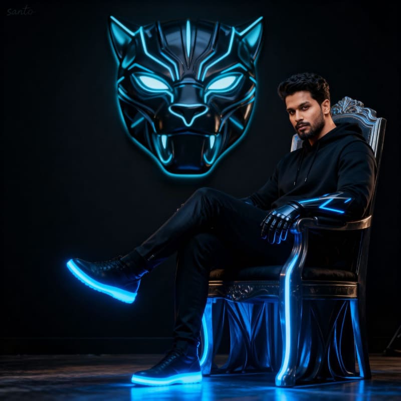 Ultra-Realistic Black Panther Portrait with Confident Man thumbnail 2