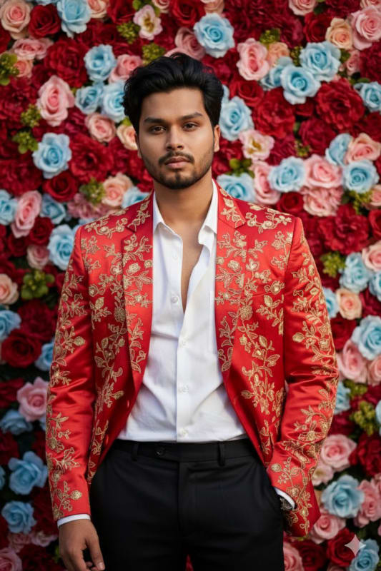 Red Blazer Portrait: AI-Generated Fashion Photography - view 1