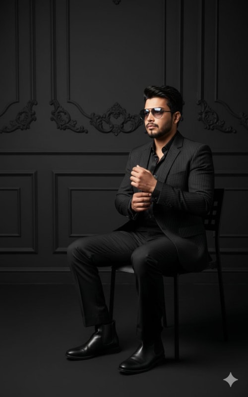 Elegant Portrait of a Man in Black with Baroque Accents thumbnail 2